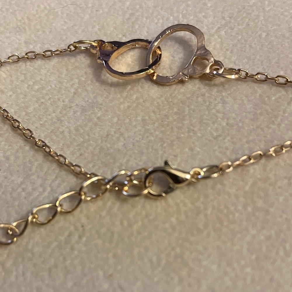 Handcuffs Gold Plated Chain Bracelet - Picture 3 of 5
